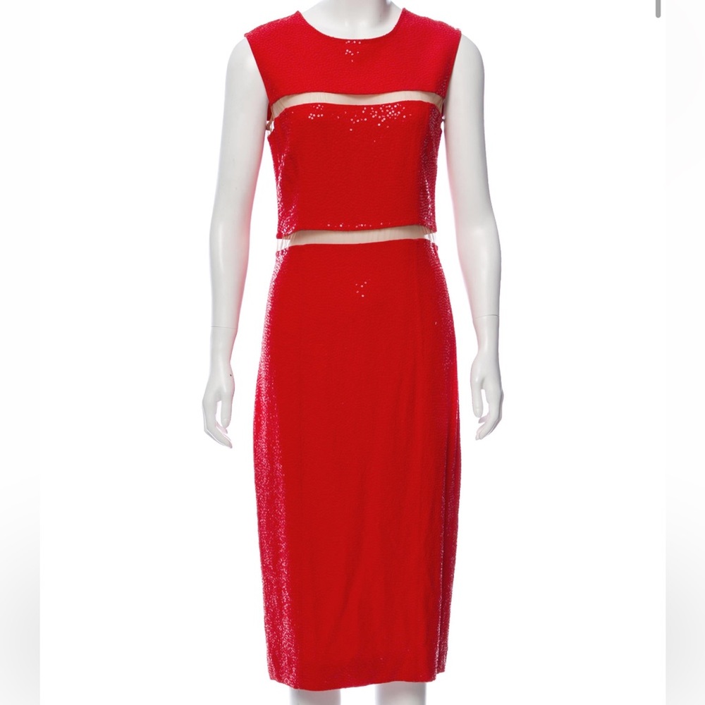 Michael Kors Collection Sequin Mesh Cut Out Dress Sz 4 (see measurements)